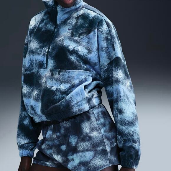 Nike fleece half zip therma fit printed pullover sweatshirt blue tie dye L large - Picture 2 of 14